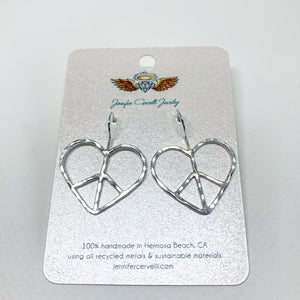 Heart Shaped Peace Sign Earrings