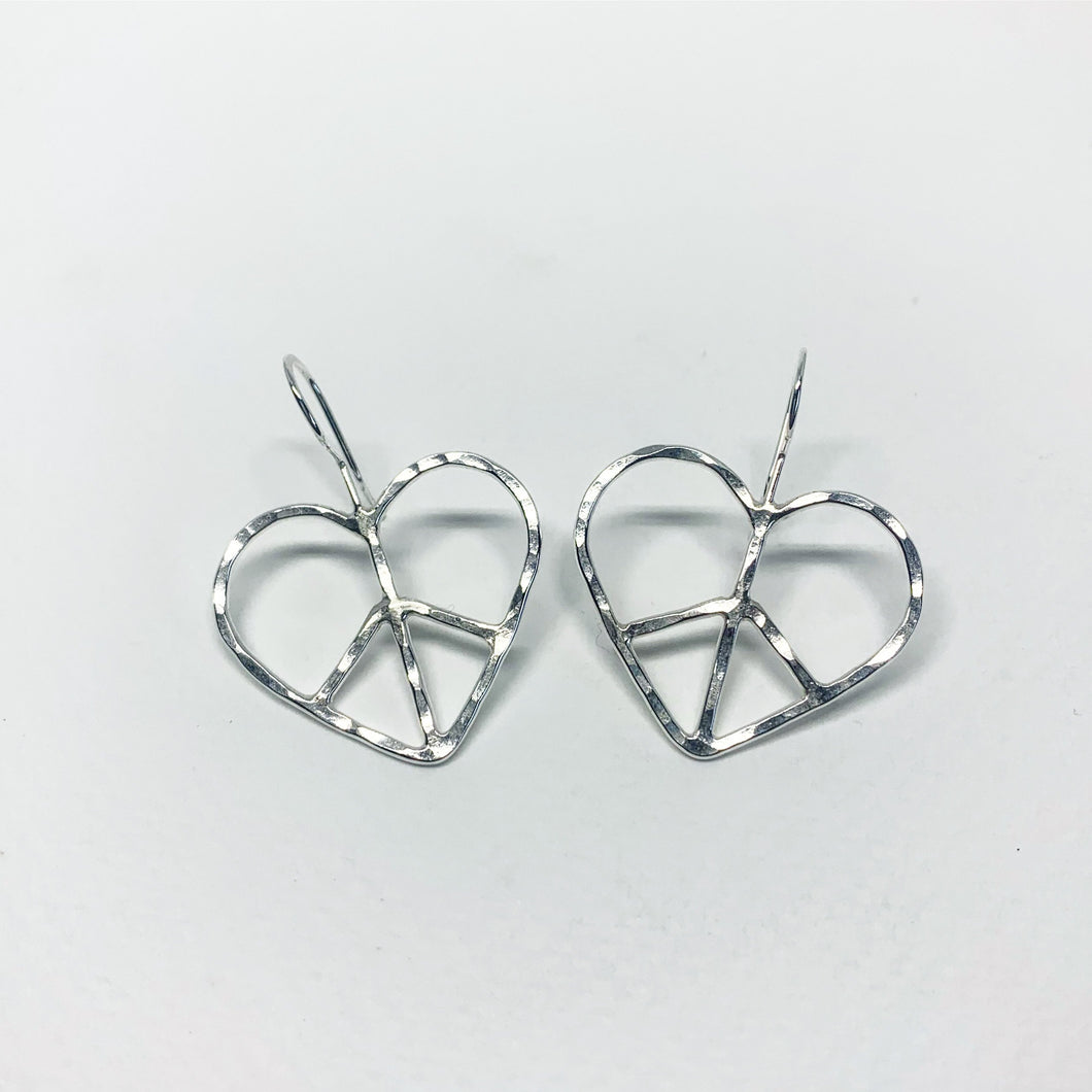 Heart Shaped Peace Sign Earrings