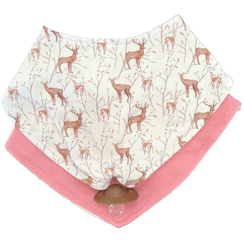 Oh Deer Pink - Doodalou Bamboo Bandana Baby Bib Combo