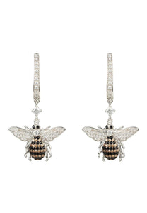 Honey Bee Drop Earrings Silver