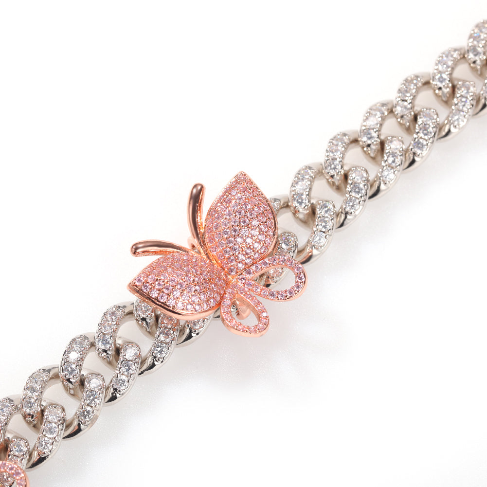 Fashion Tennis Butterfly Choker Necklace Cubic Zircon Diamond