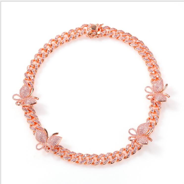 Fashion Tennis Butterfly Choker Necklace Cubic Zircon Diamond