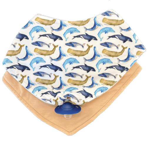 Fintastic Brown - Doodalou Bamboo Bandana Baby Bib Combo