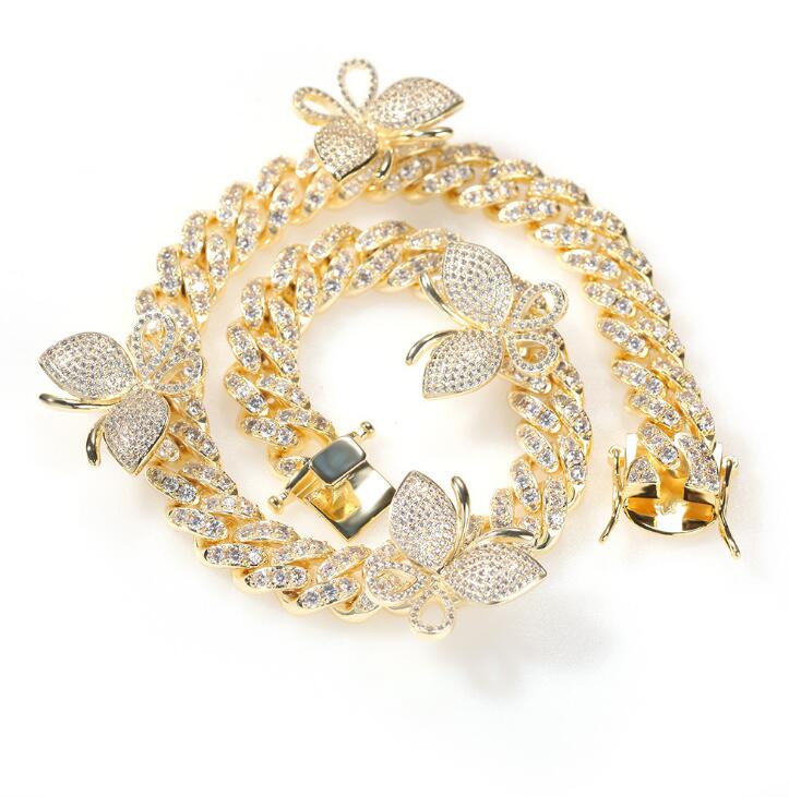 Fashion Tennis Butterfly Choker Necklace Cubic Zircon Diamond