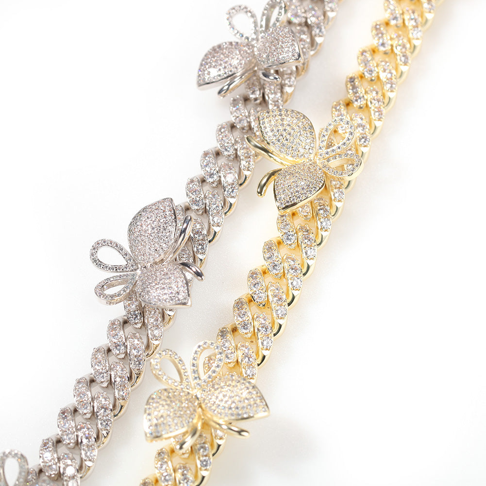 Fashion Tennis Butterfly Choker Necklace Cubic Zircon Diamond