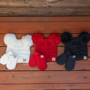 CC Baby Pom Pom Beanie and Mittens Set