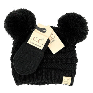 CC Baby Pom Pom Beanie and Mittens Set