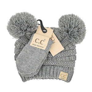 CC Baby Pom Pom Beanie and Mittens Set