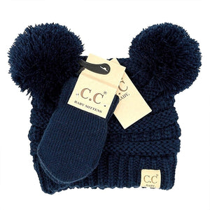 CC Baby Pom Pom Beanie and Mittens Set