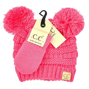 CC Baby Pom Pom Beanie and Mittens Set