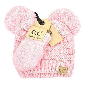 CC Baby Pom Pom Beanie and Mittens Set