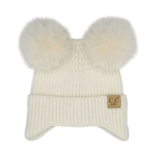 CC Toasty and Warm Ear Flap Double Pom Baby Beanie