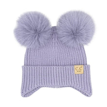 CC Toasty and Warm Ear Flap Double Pom Baby Beanie