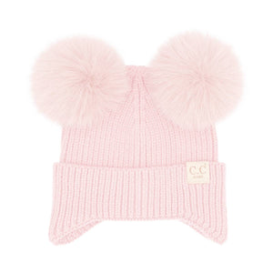 CC Toasty and Warm Ear Flap Double Pom Baby Beanie