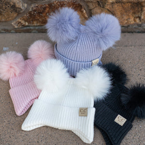 CC Toasty and Warm Ear Flap Double Pom Baby Beanie