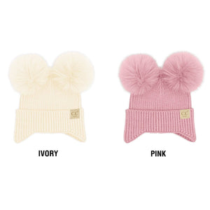 CC Toasty and Warm Ear Flap Double Pom Baby Beanie