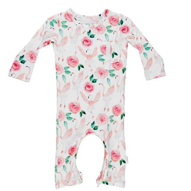 Let's Flamingo - Doodalou Bamboo Baby Romper - 3 - 6 Months