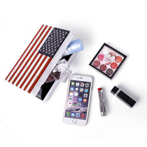 Sparkling American Flag Pearl White Clutch Purse