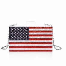 Sparkling American Flag Pearl White Clutch Purse