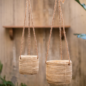 Faux Rattan Cement Hanging Planter