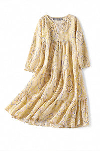 Block Printed Girl's Kaftan Dress - Oia