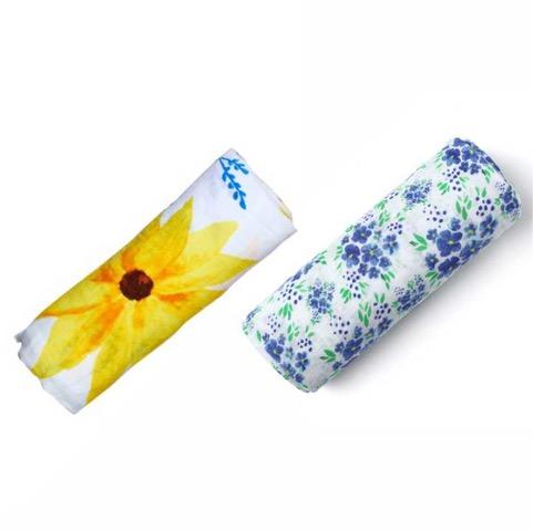 ORGANIC SWADDLE SET - GLOWING GARDEN (Sunflower + Blue Butterfly)