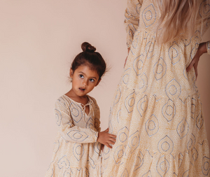 Block Printed Girl's Kaftan Dress - Oia