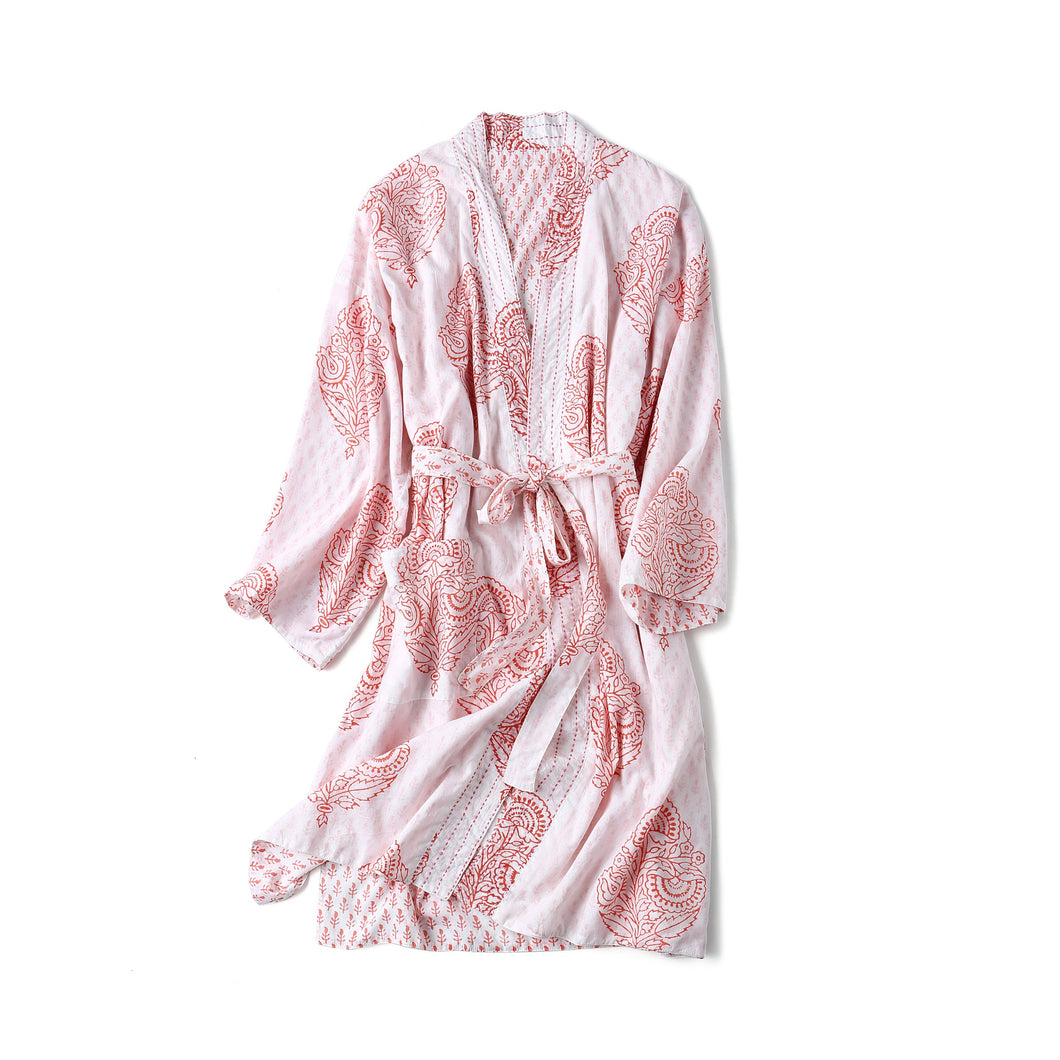 Block-Printed Robe - Pink City