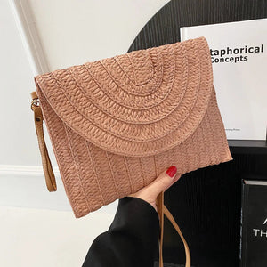 Straw Woven Shoulder Crossbody Beach Clutch Bag