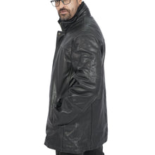 Traper Warm Long Black Leather Jacket