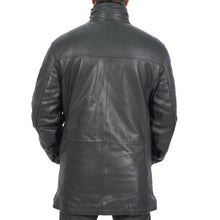 Traper Warm Long Black Leather Jacket