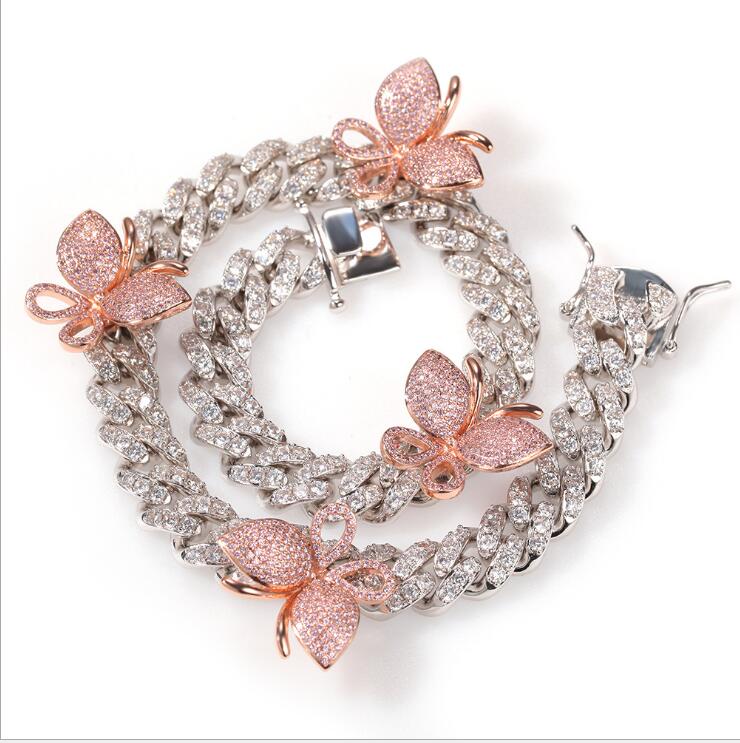 Fashion Tennis Butterfly Choker Necklace Cubic Zircon Diamond