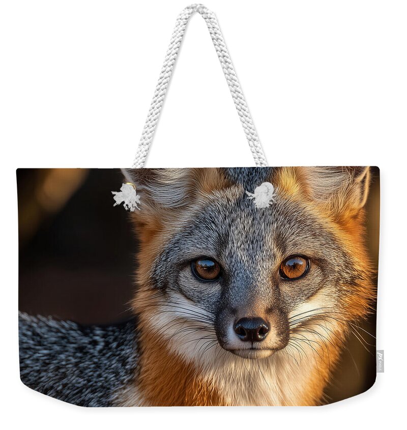 Close-up of a Gray Fox - Weekender Tote Bag