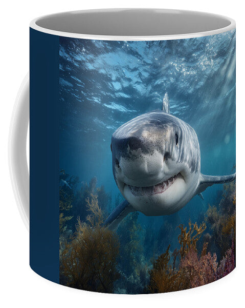 Great White Shark Swimming Underwater - Mug