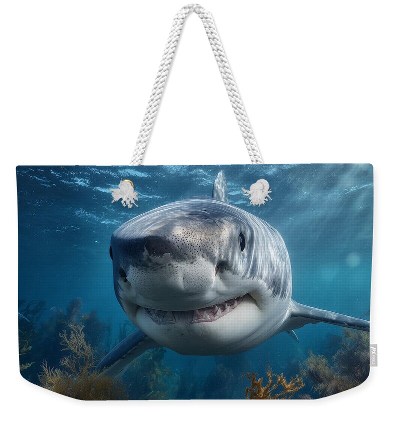 Great White Shark Swimming Underwater - Weekender Tote Bag