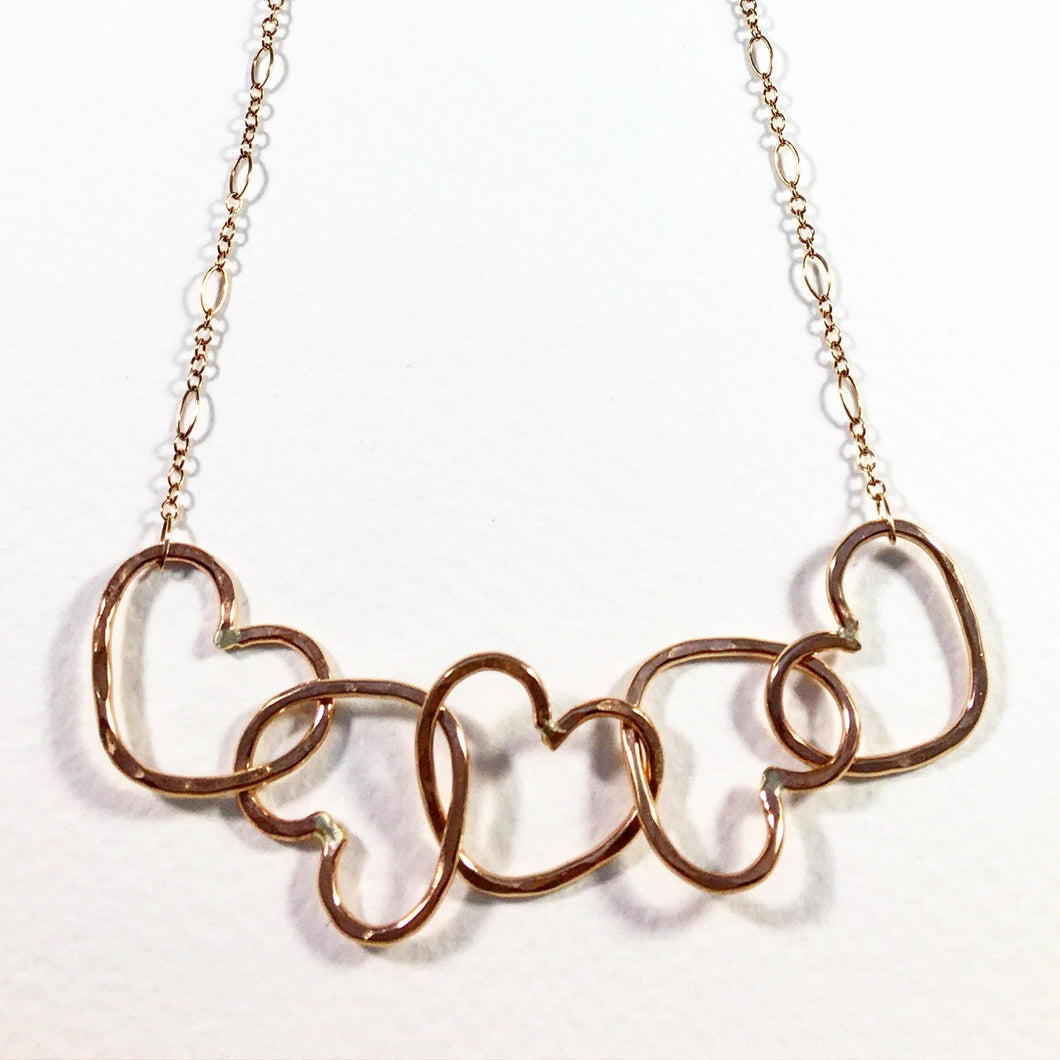 Five Hearts Linked Necklace