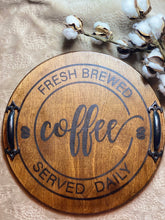 Wooden Tray, Coffee Bar Tray, Rustic Tray, Round Wood Tray With