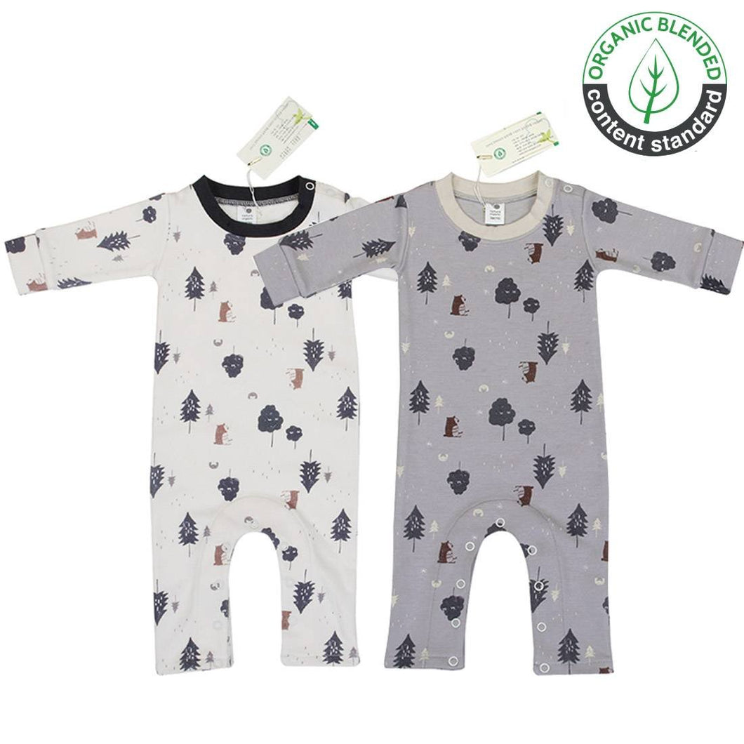 Hipzoo Organic Cotton Baby Rompers - Forest Friends Collection (Beige