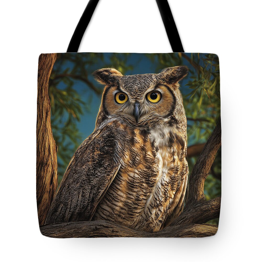 Majestic Owl in Tree - Tote Bag