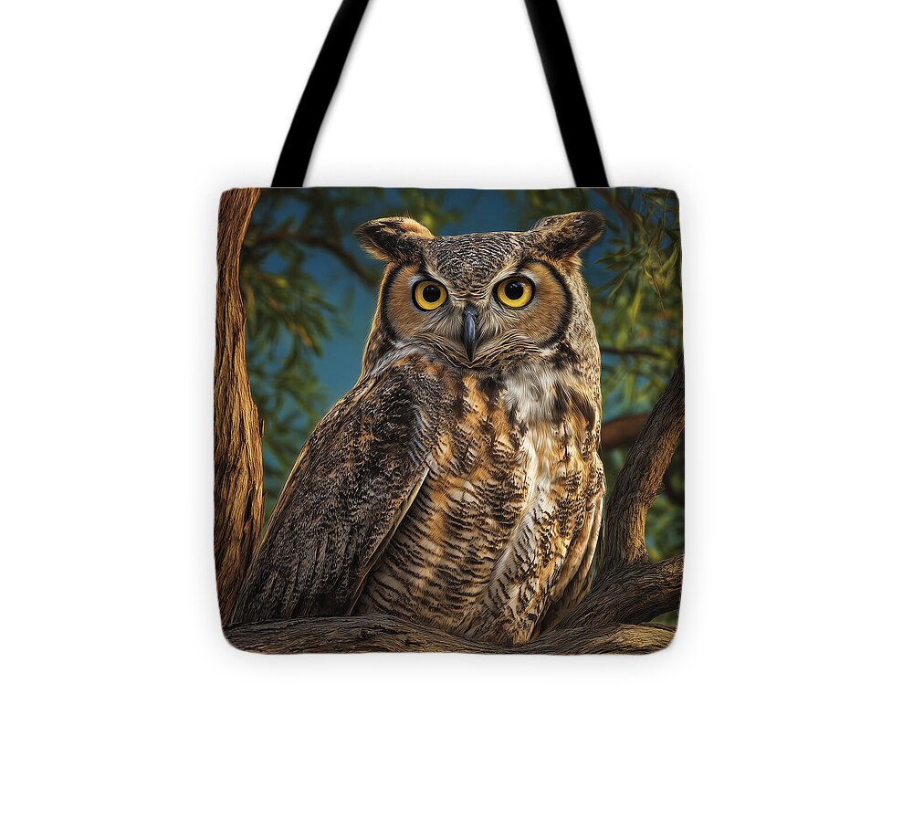 Majestic Owl in Tree - Tote Bag
