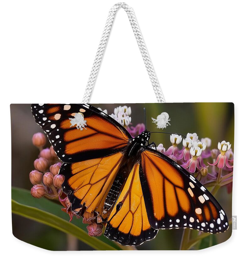 Monarch Butterfly on Bright Flowers - Weekender Tote Bag