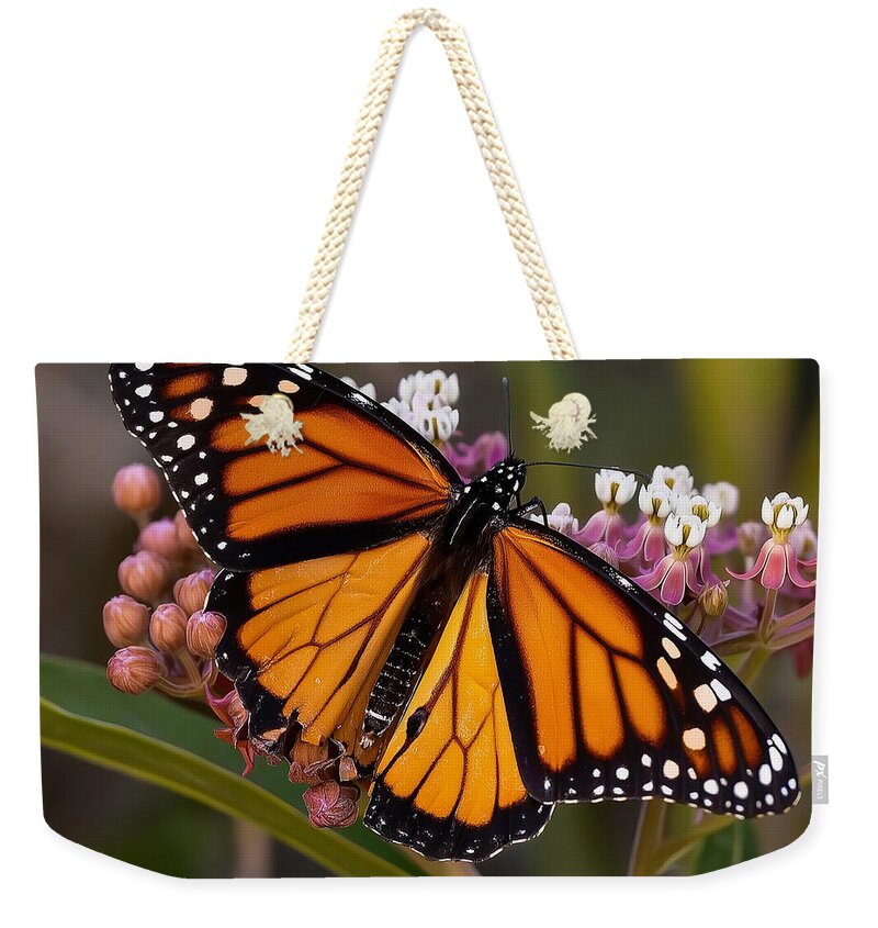 Monarch Butterfly on Bright Flowers - Weekender Tote Bag