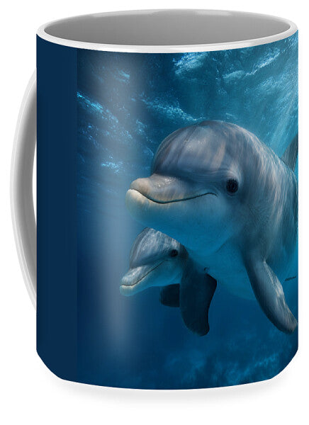 Pair of Graceful Dolphins Swimming - Mug