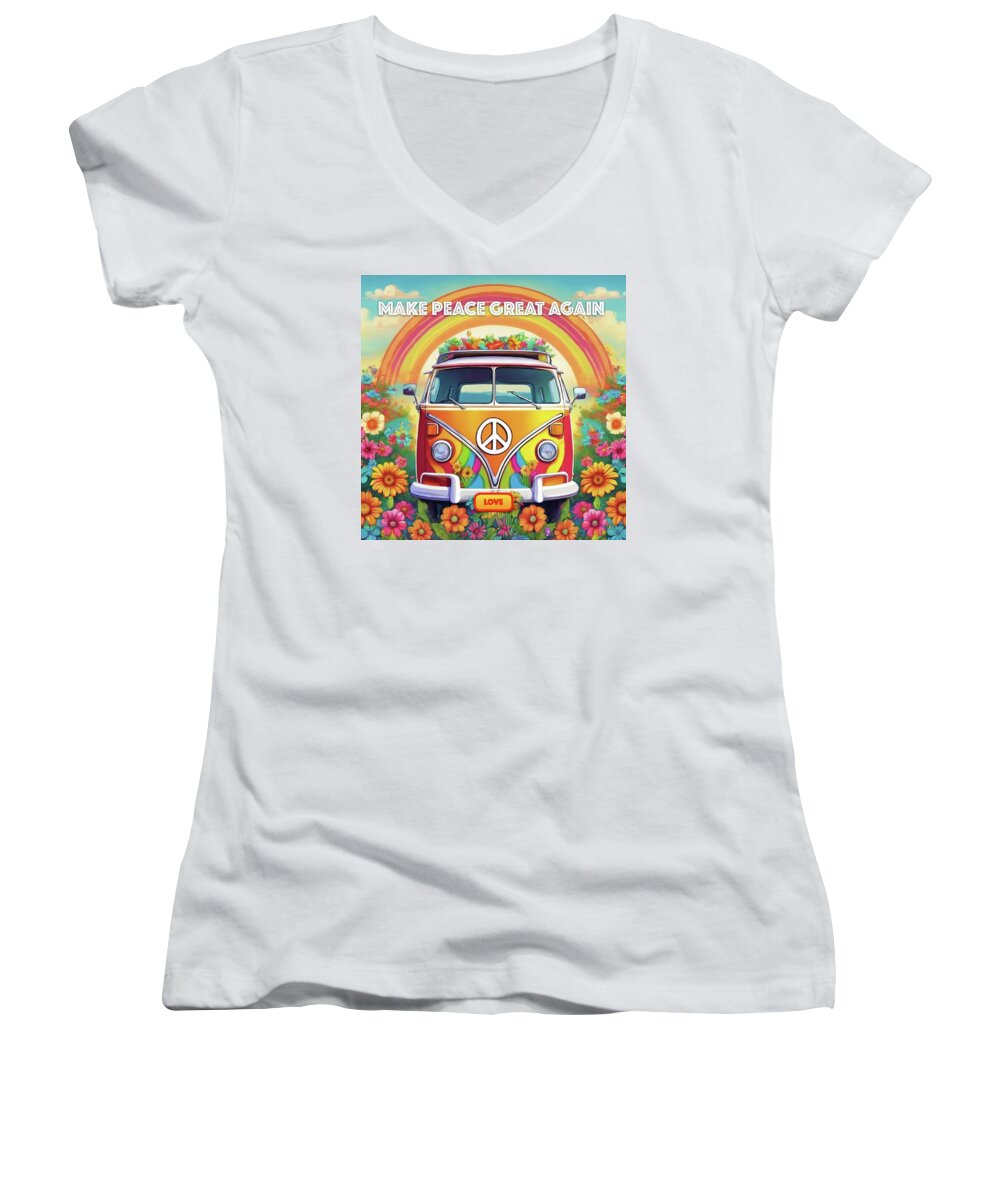 MAKE PEACE GREAT AGAIN - Love Van - Women's V-Neck