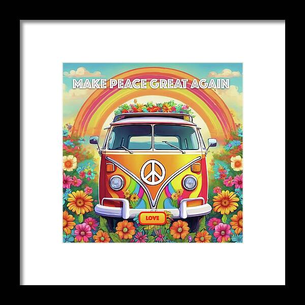 MAKE PEACE GREAT AGAIN - Love Van - Framed Print