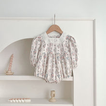 Floral Square Neck Lantern Long Sleeve Sweet Princess Onesies&Dress