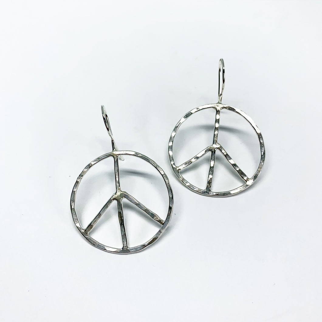 Rustic Peace Sign Earrings - Let There Be Peace Earrings - Small