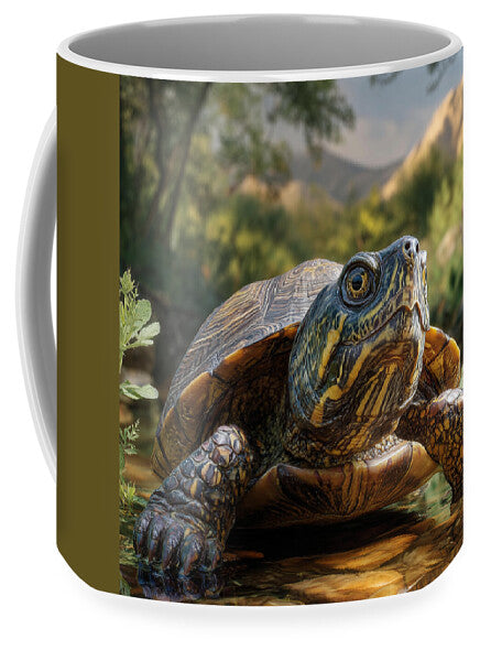 Turtle Near a Peaceful Stream - Mug