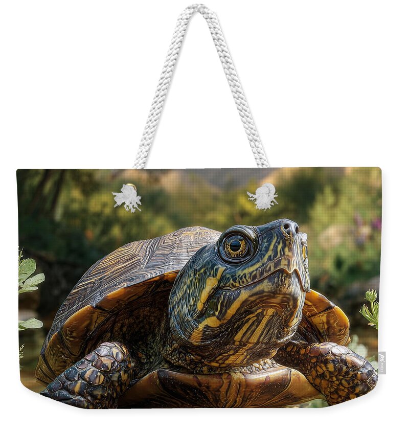 Turtle Near a Peaceful Stream - Weekender Tote Bag