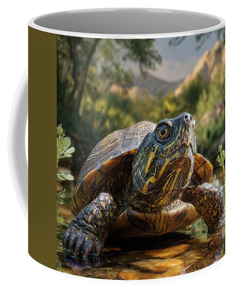 Turtle Near a Peaceful Stream - Mug